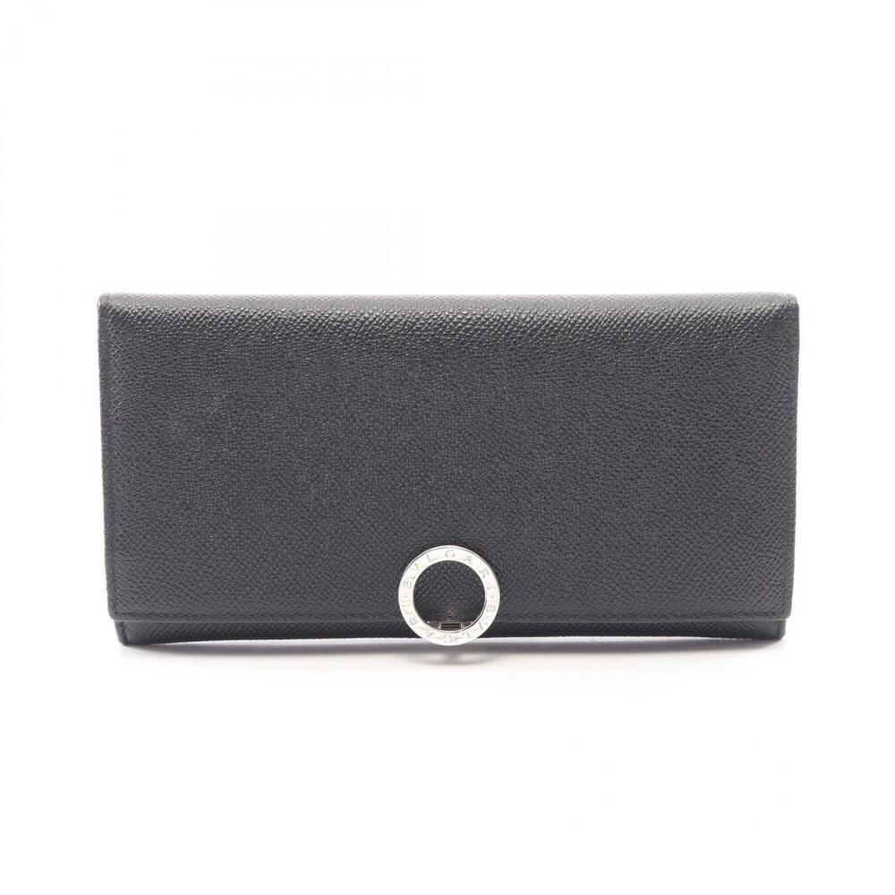 BVLGARI Bulgari Bi-fold Long Wallet, Leather, Men's, Black, 30412